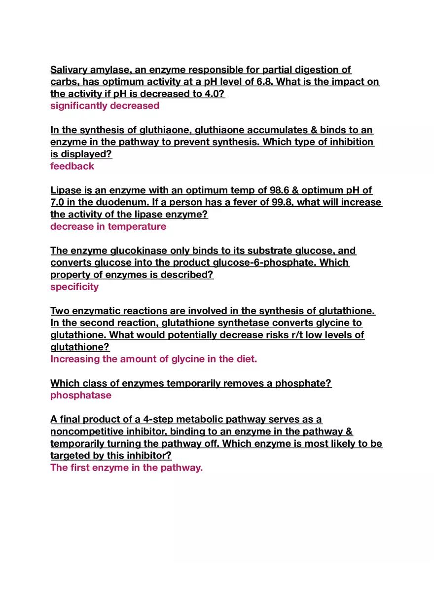 Amino Acids, Peptide Bonds and Protein Structure Study Guide 2 - Page 3