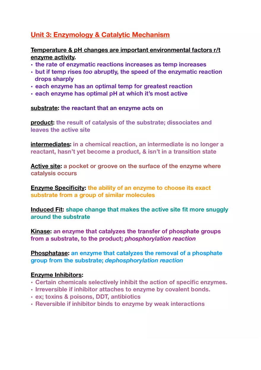 Amino Acids, Peptide Bonds and Protein Structure Study Guide 1 - Page 9