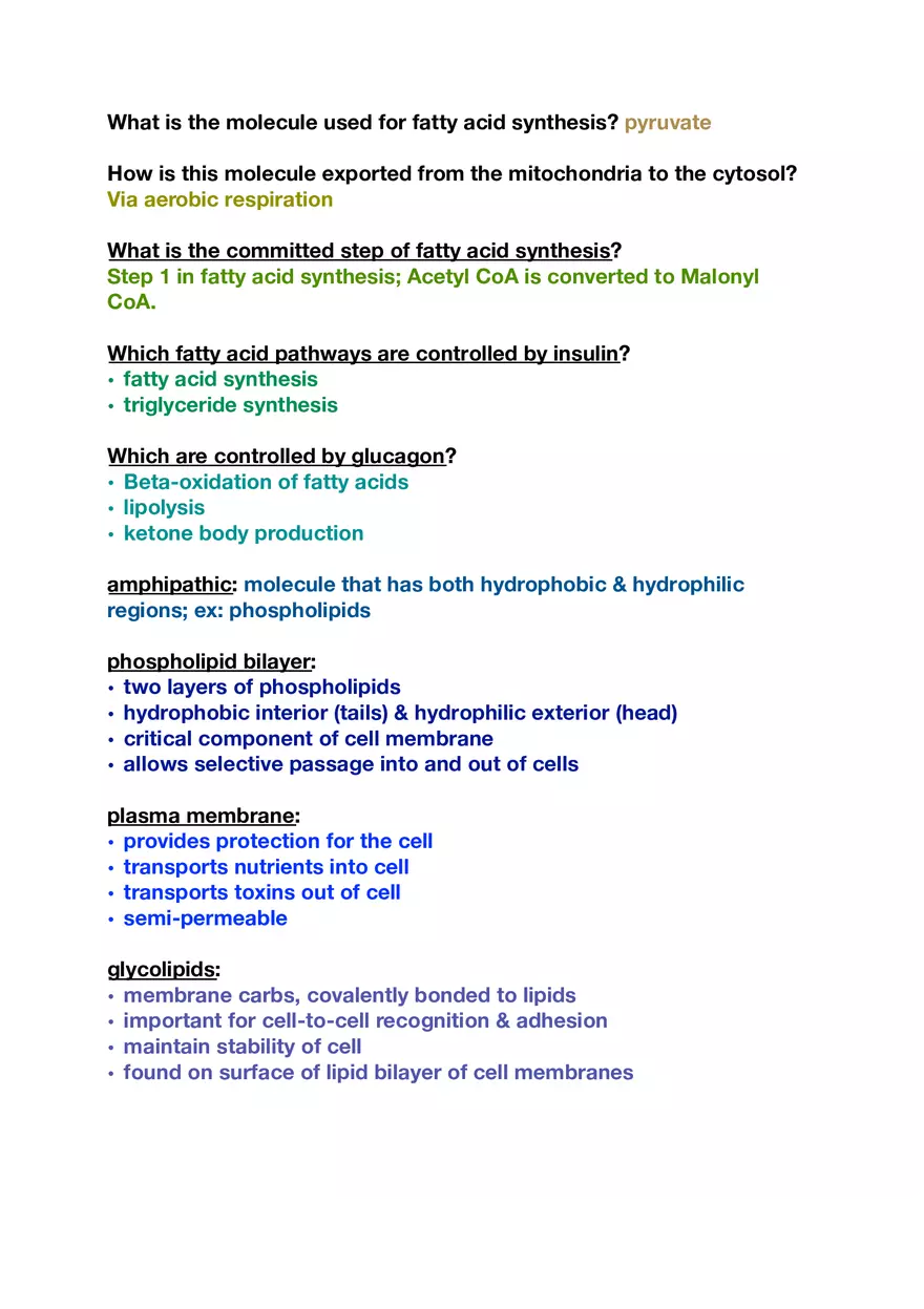Amino Acids, Peptide Bonds and Protein Structure Study Guide 5 - Page 10