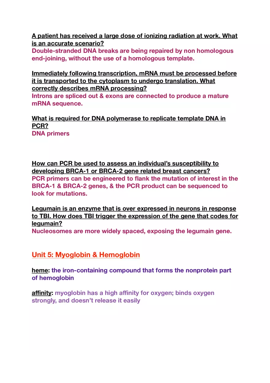 Amino Acids, Peptide Bonds and Protein Structure Study Guide 3 - Page 3