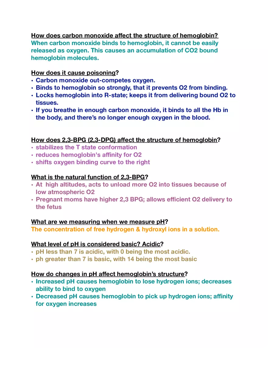 Amino Acids, Peptide Bonds and Protein Structure Study Guide 3 - Page 6