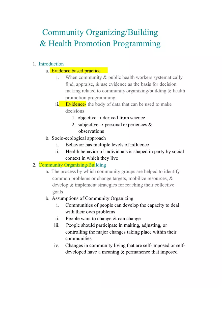 Community Organizing (Building & Health Promotion Programming) - Page 1