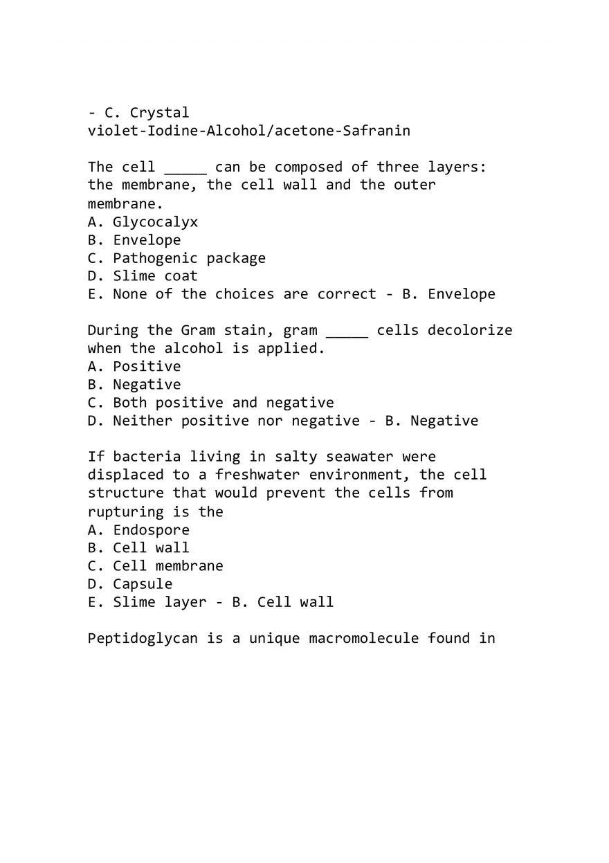 Microbiology Exam 1 Given at Midterm with Answers - Page 10