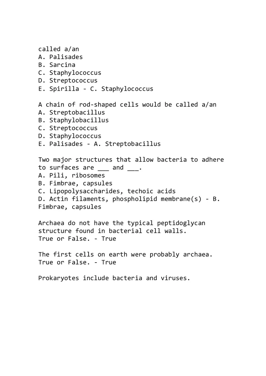 Microbiology Exam 1 Given at Midterm with Answers - Page 5