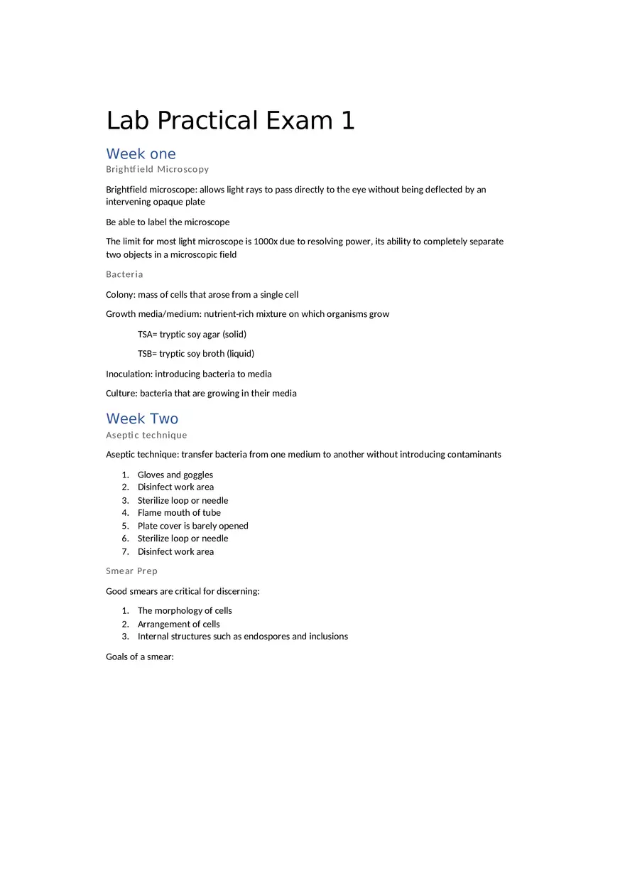 Lab Practical Exam 1 - Study Guide - Page 1