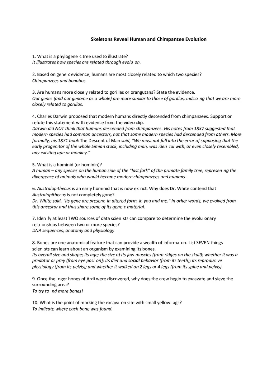 Skeletons Reveal Human and Chimpanzee Evolution - Page 1