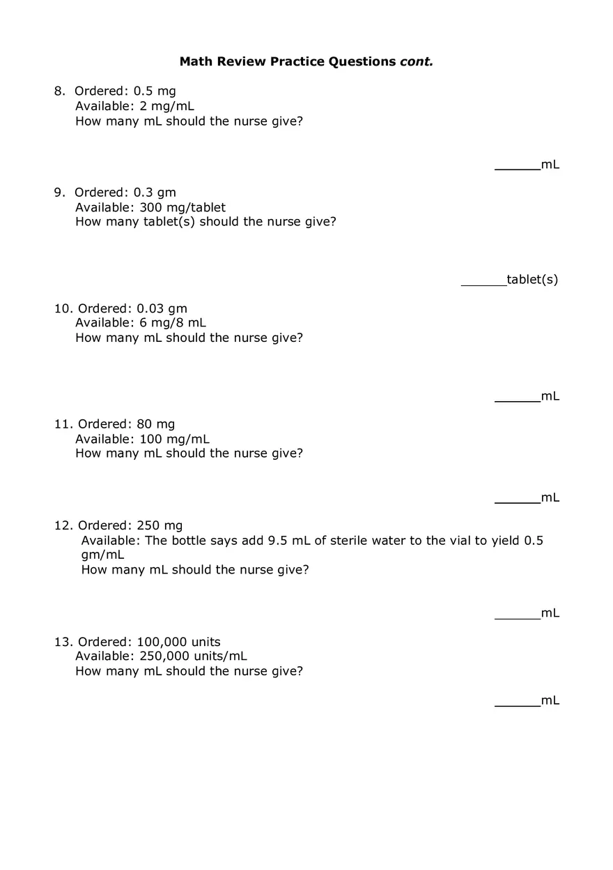 Metric System Calculations For Nursing Part 1 - Page 9