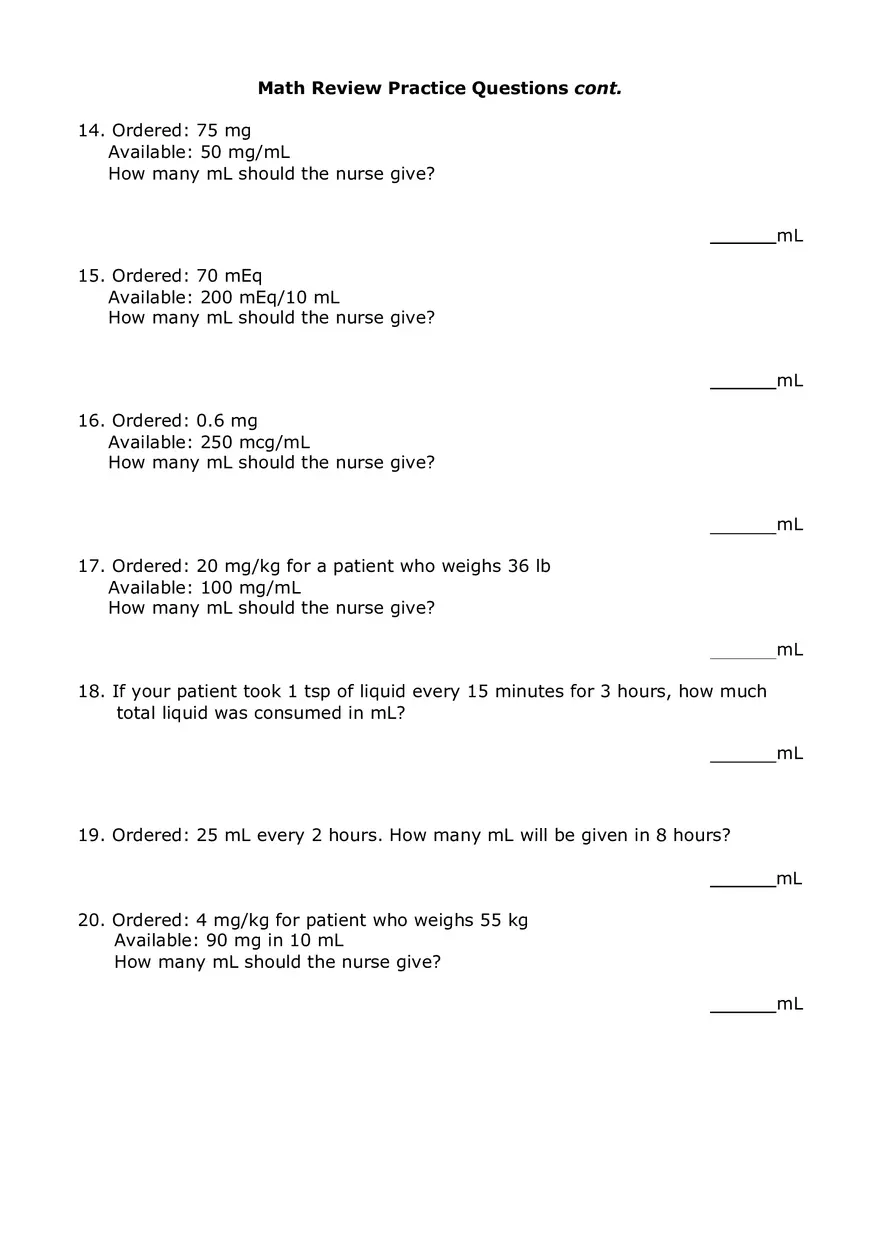 Metric System Calculations For Nursing Part 1 - Page 10