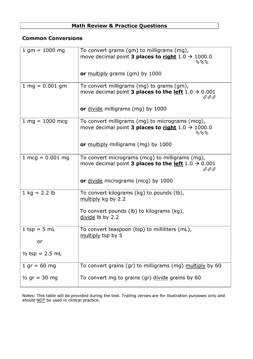 Metric System Calculations For Nursing Part 1 - Page 2