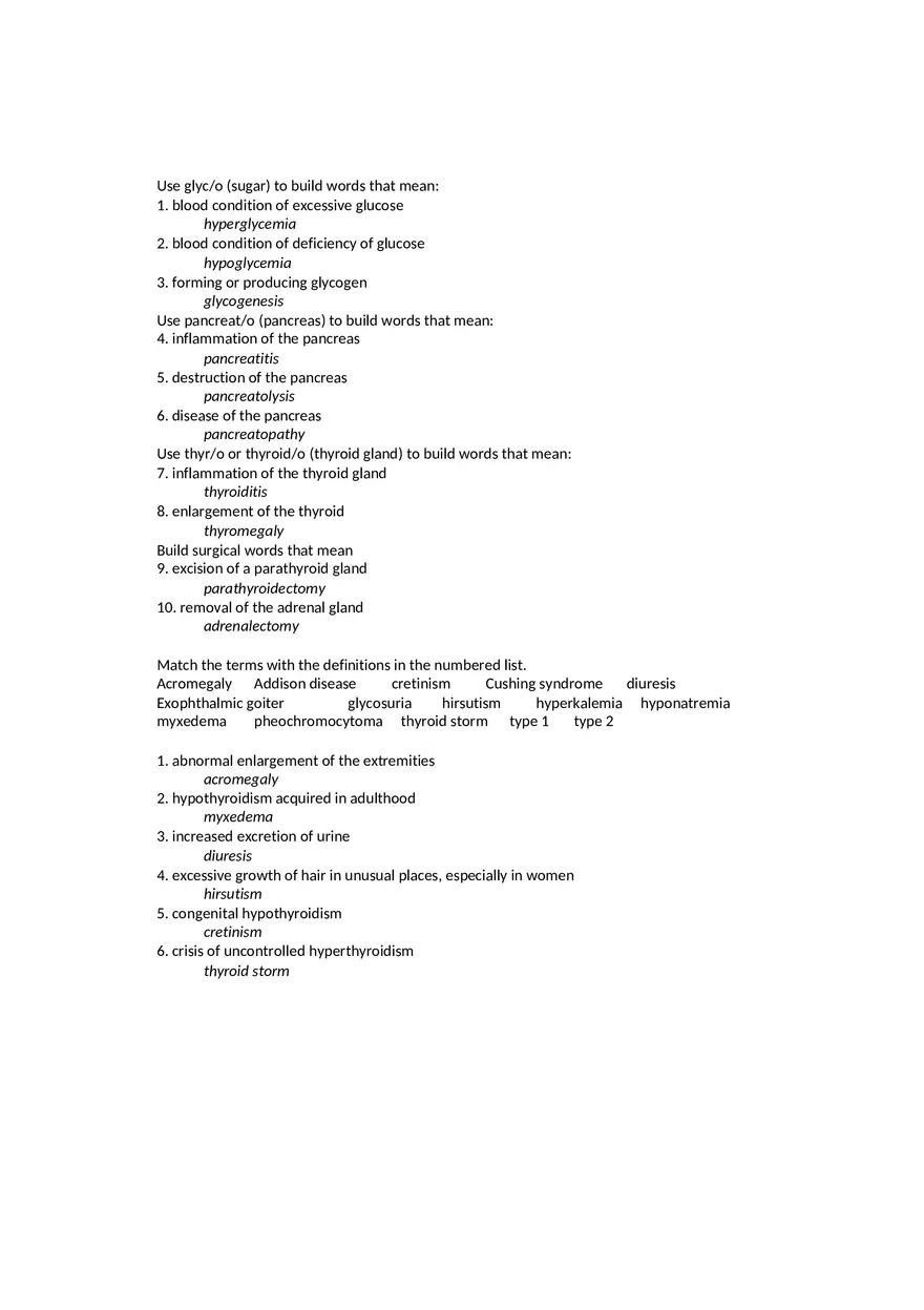 Building and Defining Words Pertaining to Sugar Intake (Answers) - Page 1