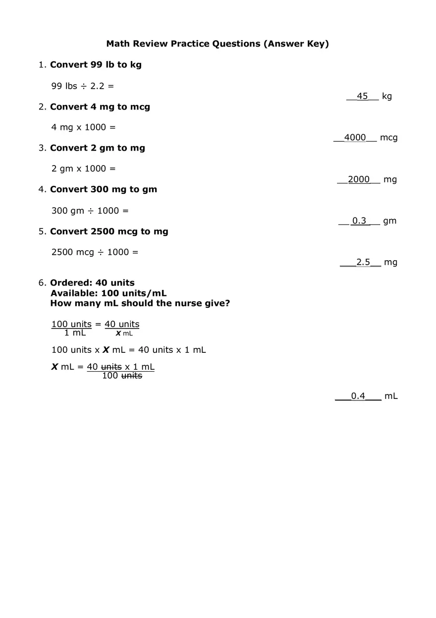 Metric System Calculations For Nursing Part 2 - Page 2