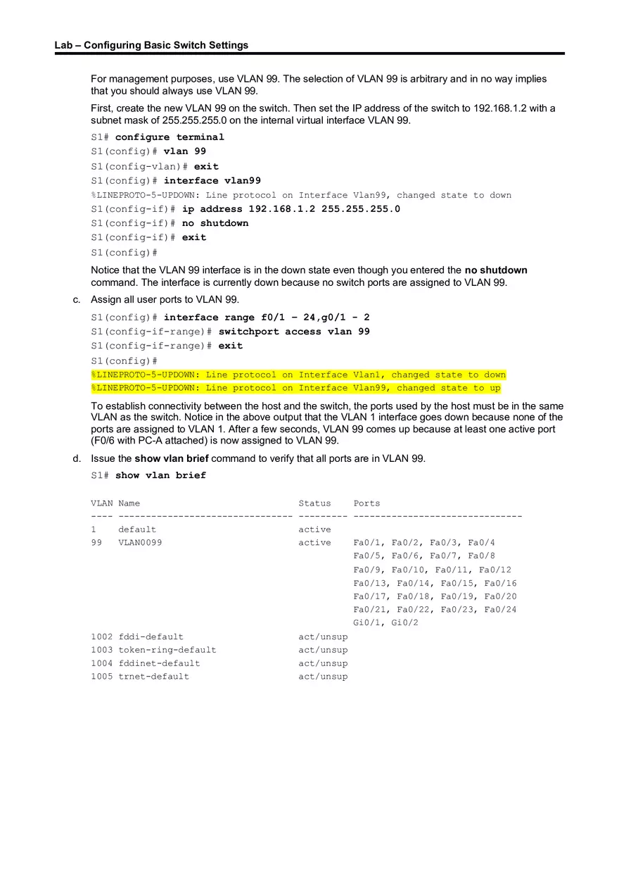 Lab About Configuring Basic Switch Settings - Page 7