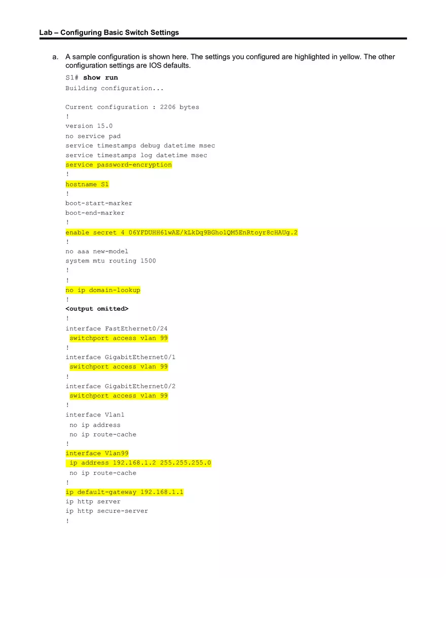 Lab About Configuring Basic Switch Settings - Page 9