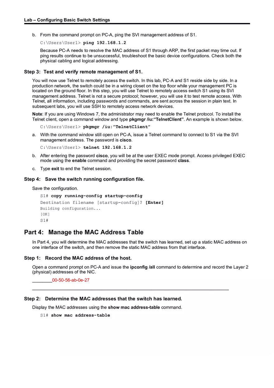 Lab About Configuring Basic Switch Settings - Page 11