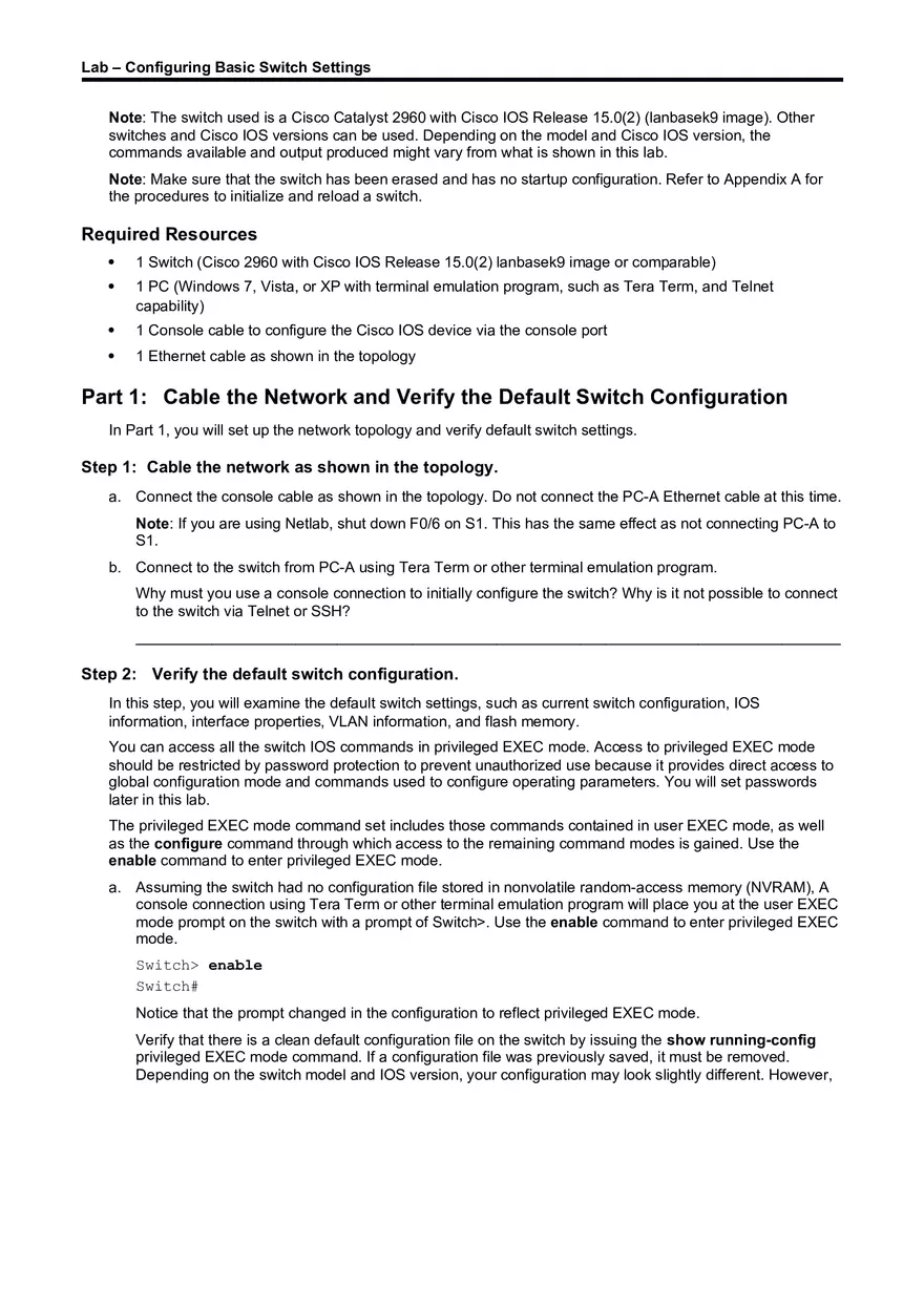 Lab About Configuring Basic Switch Settings - Page 2