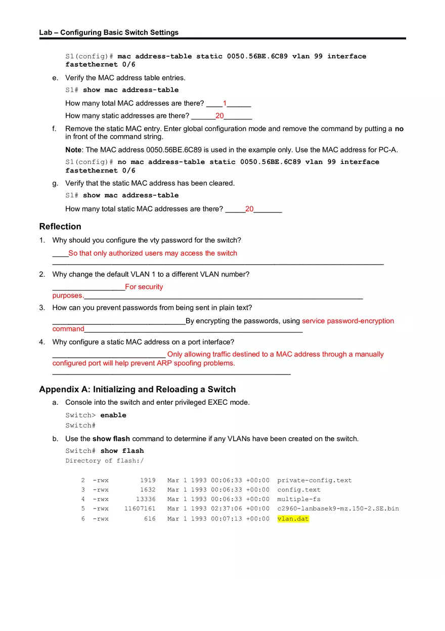 Lab About Configuring Basic Switch Settings - Page 3