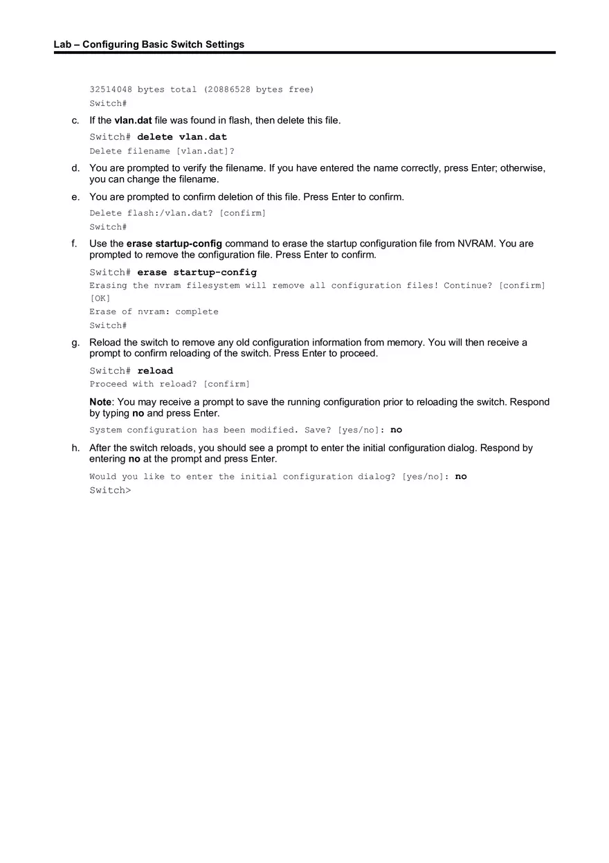 Lab About Configuring Basic Switch Settings - Page 4