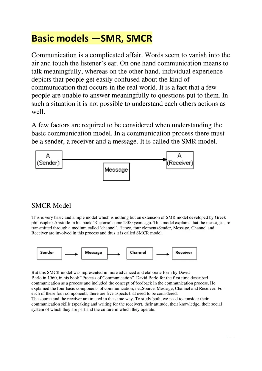 Basic Models of Communication - Page 1