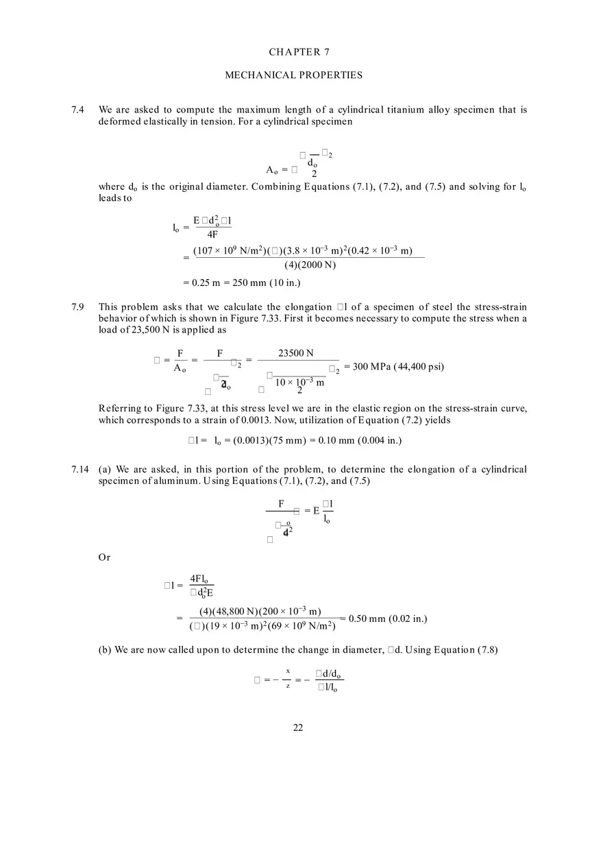 Fundamentals of Materials Science and Engineering Solutions Ch 7-8 - Page 1