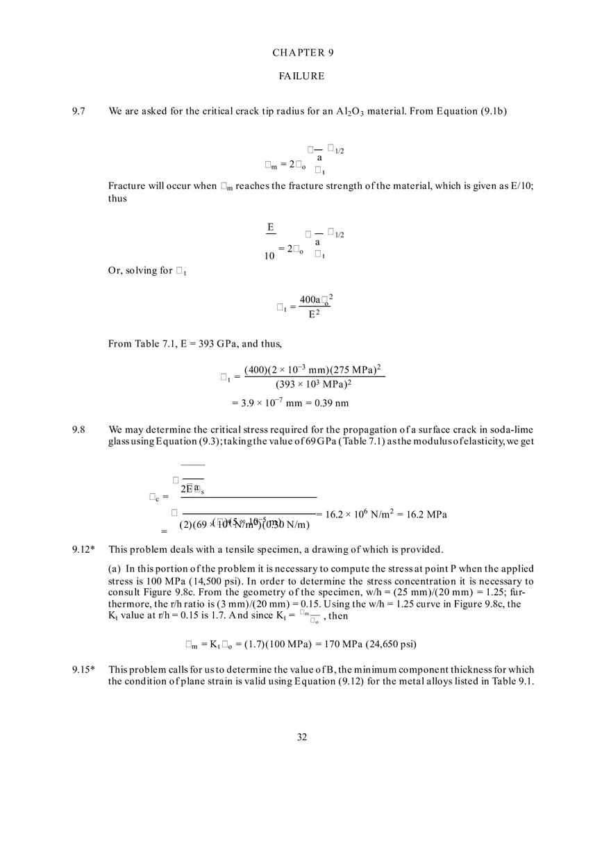 Fundamentals of Materials Science and Engineering Solutions Ch 9-10 - Page 1