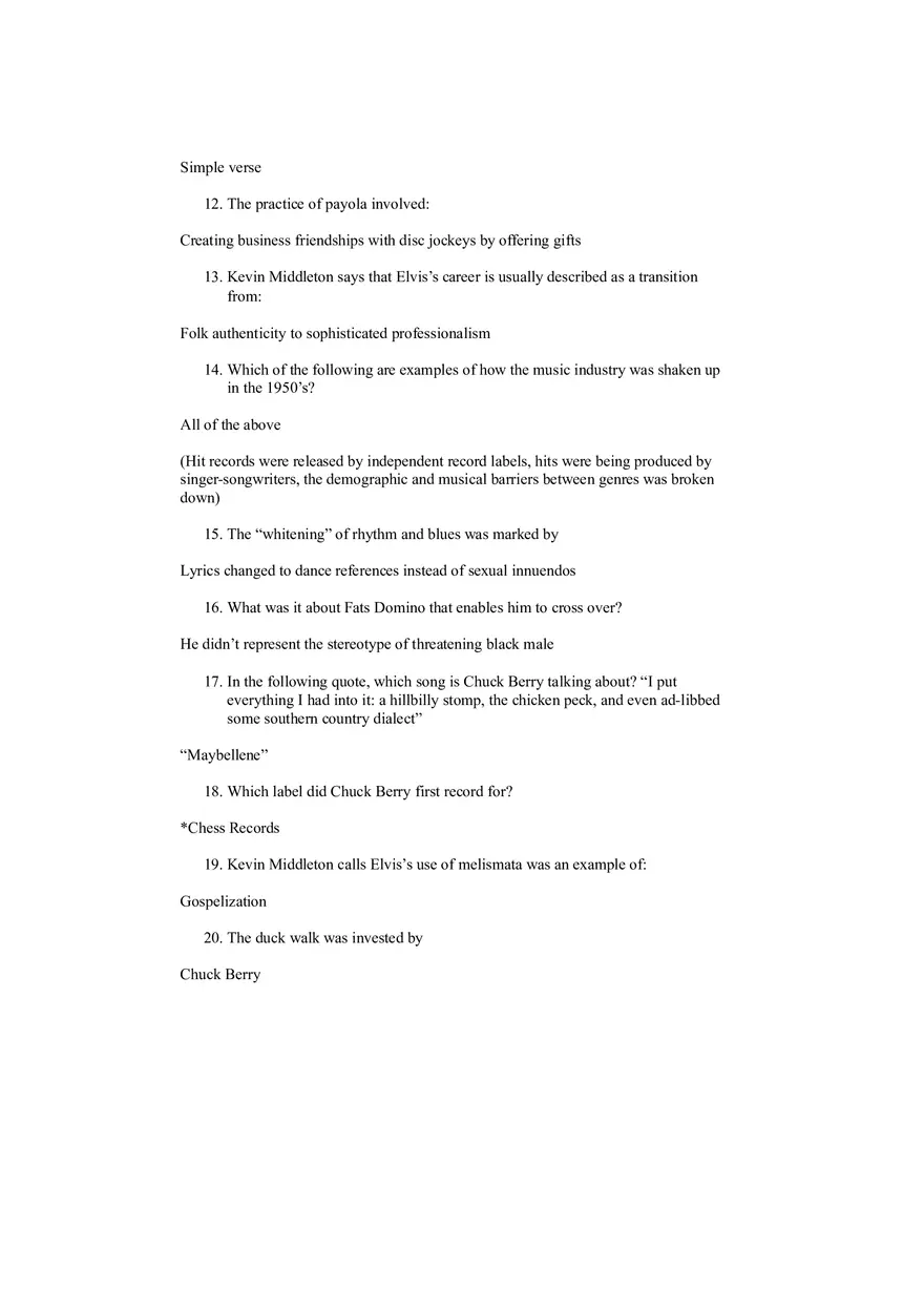 History of Rock Music Final Questions and Answers - Page 2