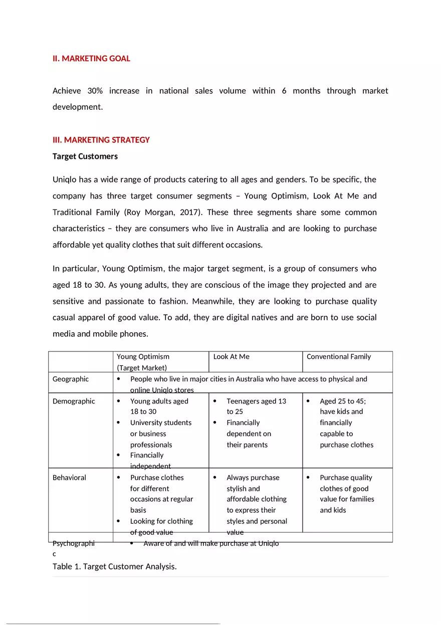 Uniqlo Marketing Plan - Page 2