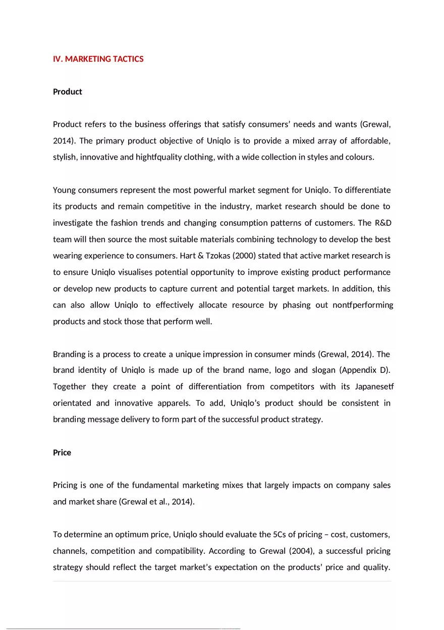 Uniqlo Marketing Plan - Page 4