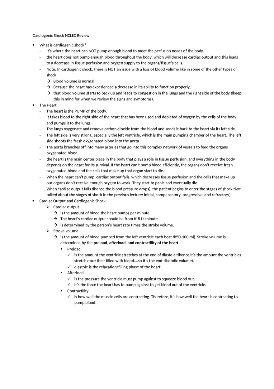 Cardiogenic Shock NCLEX Review - Page 1