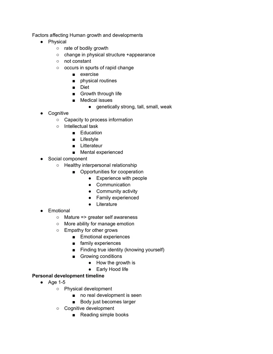 Human Growth & Development Factors - Page 1