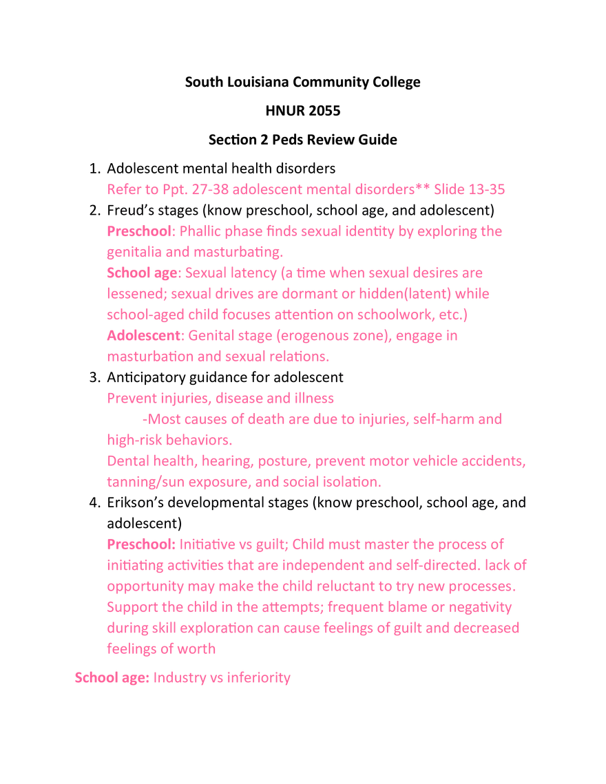 Section 2 Peds Review Guide - Page 1