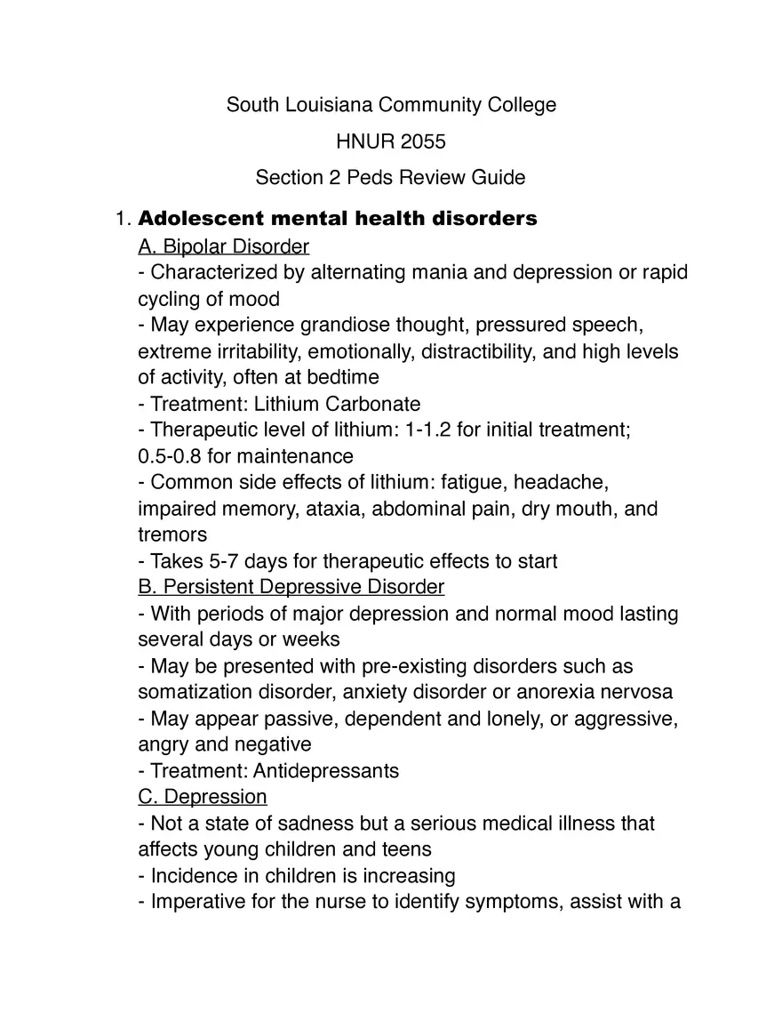 Adolescent Mental Health Disorders - Page 1