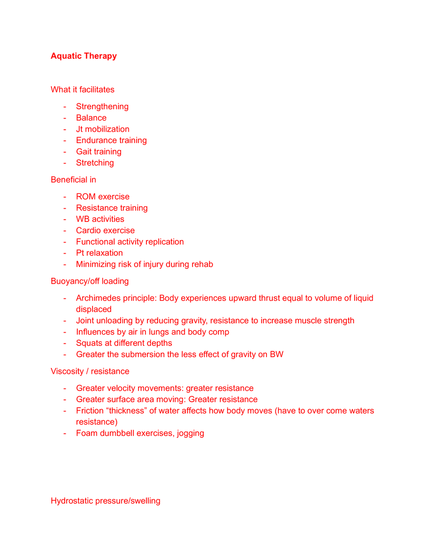 Aquatic Therapy Lecture #2 - Page 1