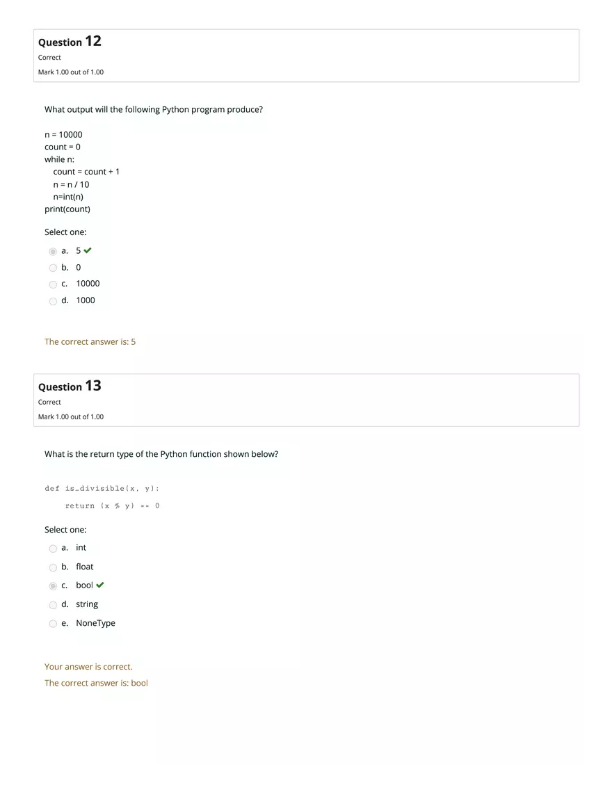 CS1101 Graded Quiz Unit 6: Attempt Review - Page 7
