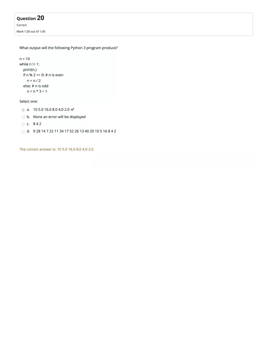 CS1101 Graded Quiz Unit 6: Attempt Review - Page 10