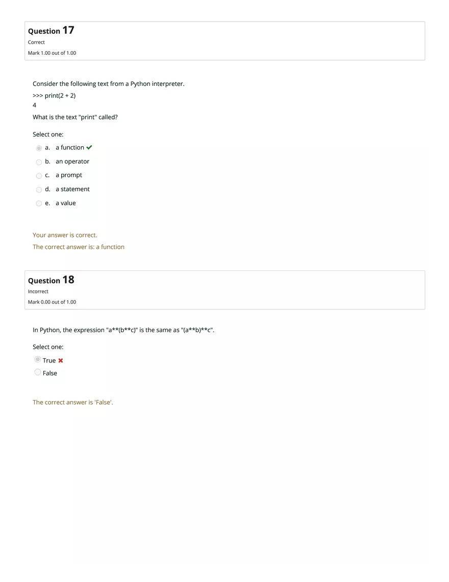 CS1101 Graded Quiz Unit 3: Attempt Review - Page 9