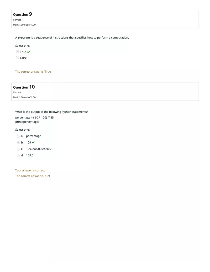 CS1101 Graded Quiz Unit 3: Attempt Review - Page 5