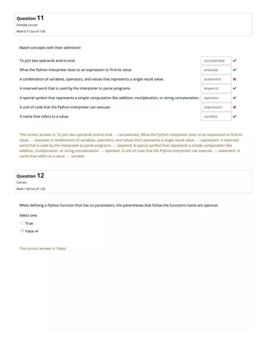 CS1101 Graded Quiz Unit 3: Attempt Review - Page 6