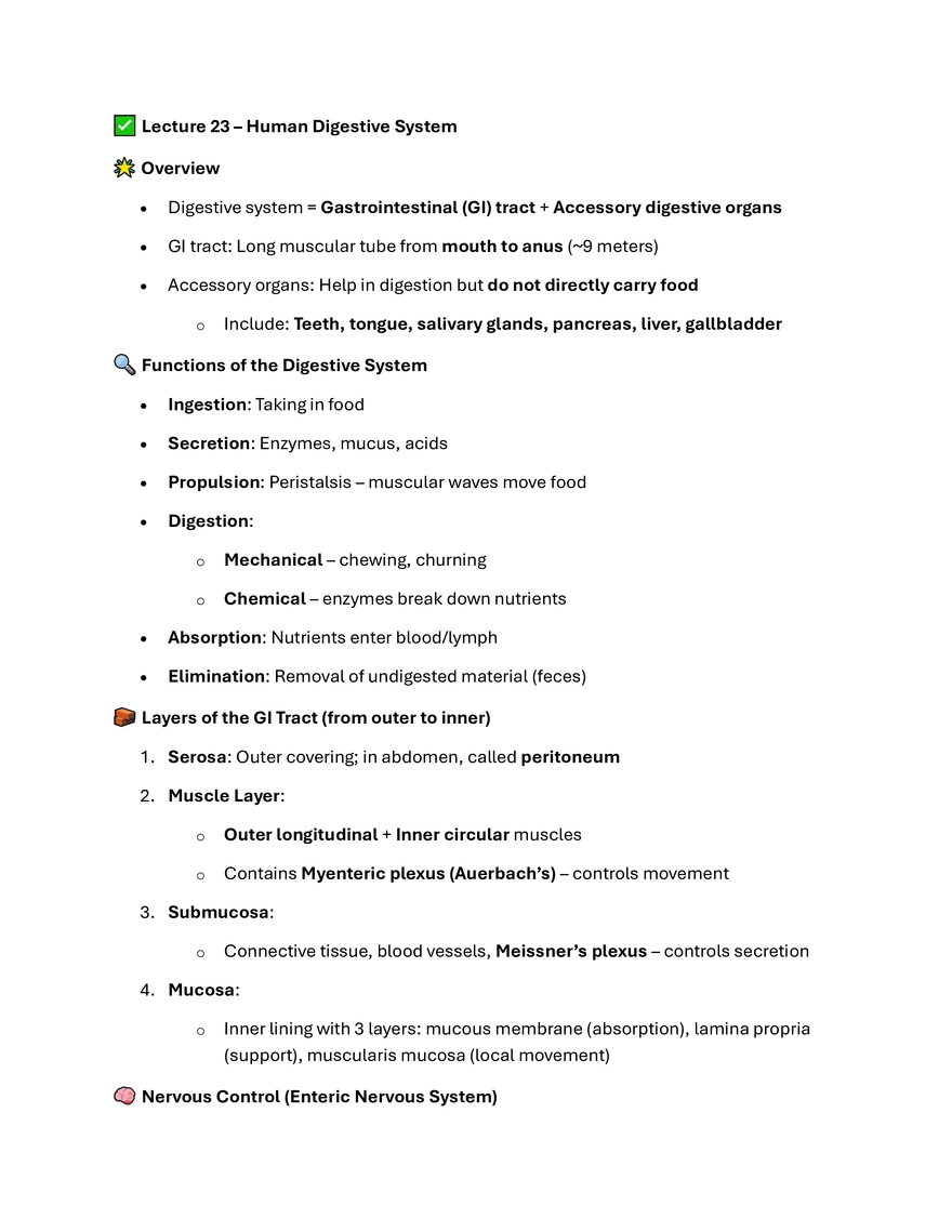 Lecture 23 – Human Digestive System - Page 1