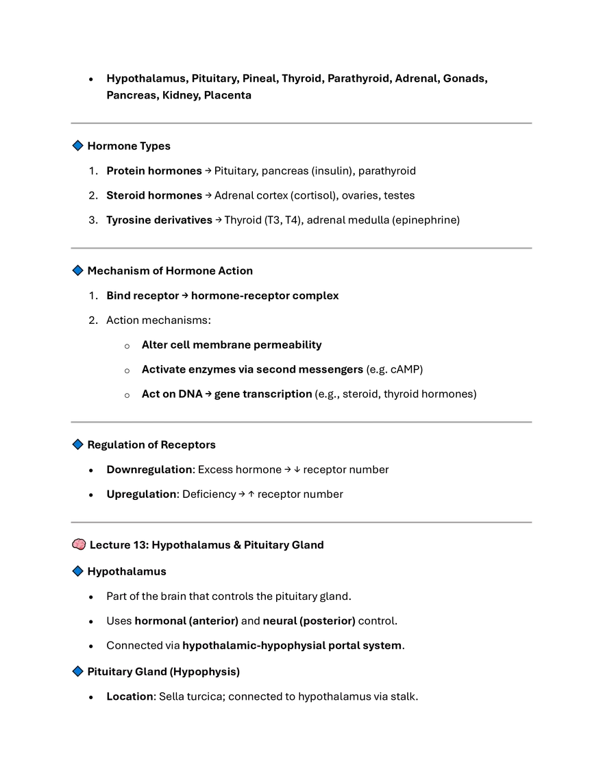Lecture 12: The Endocrine System – Key Concepts & Exam Points - Page 2