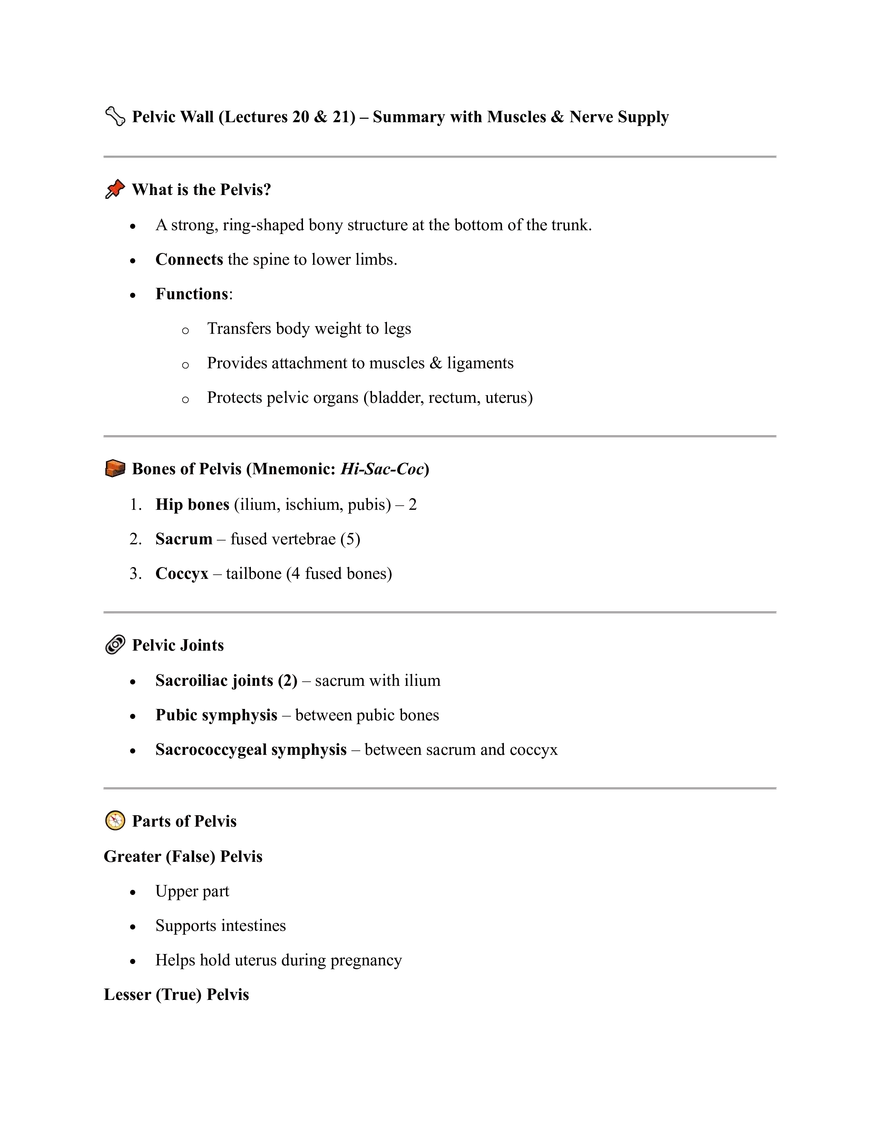 Summary with Muscles & Nerve Supply - Page 1