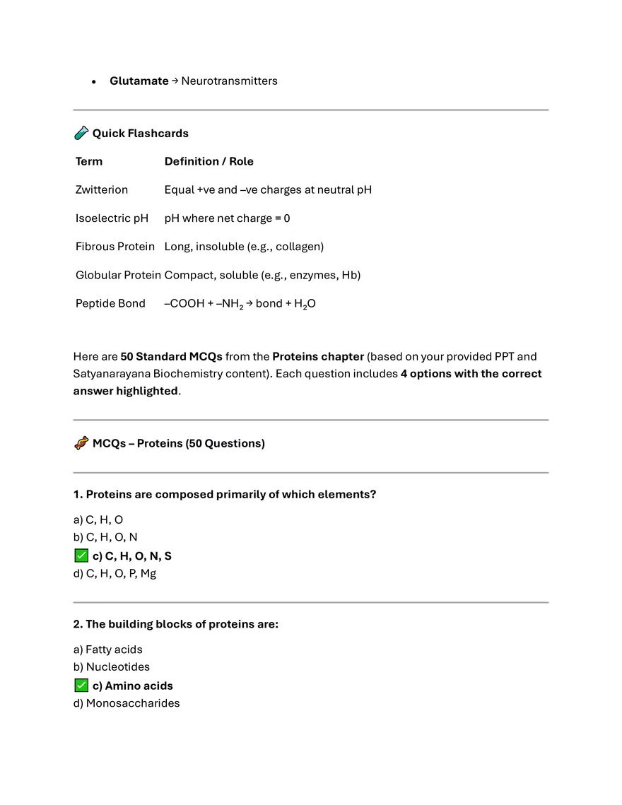Proteins Summary & MCQs - Page 11