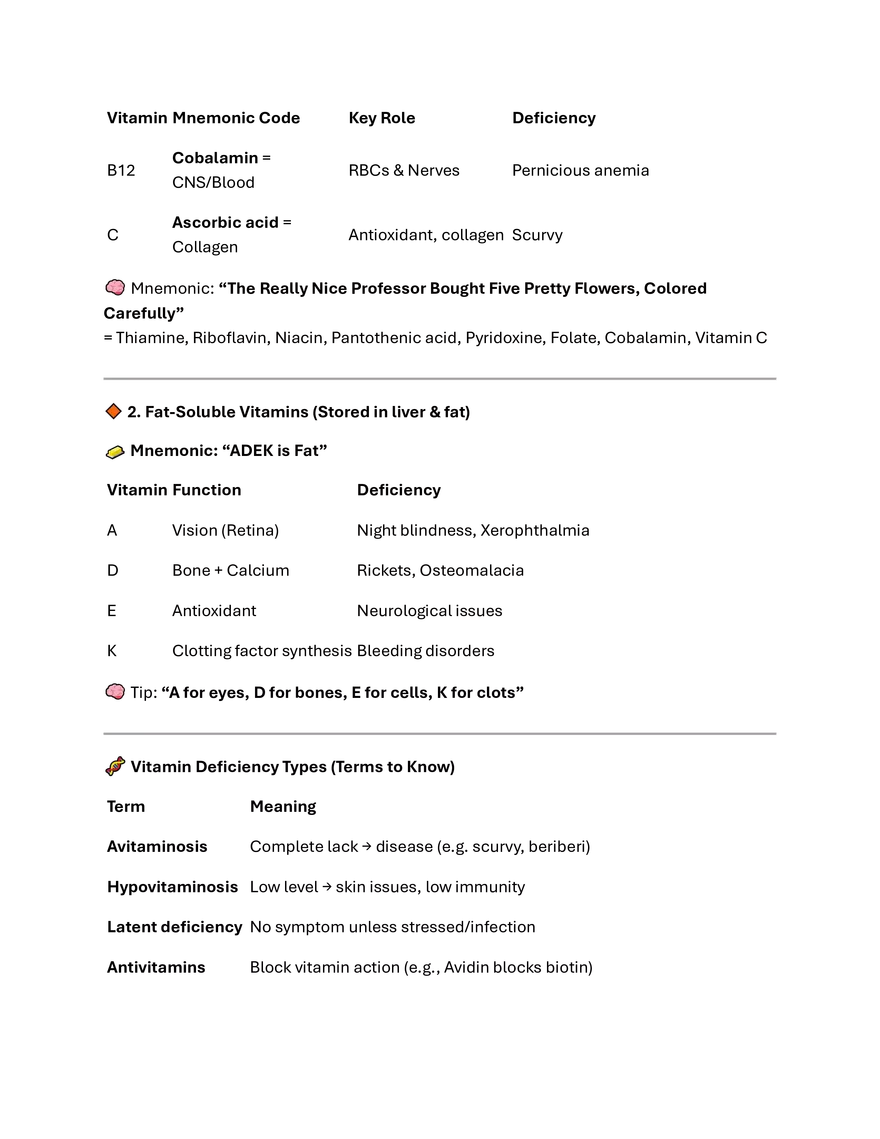 Vitamin Summary and MCQs - Page 2
