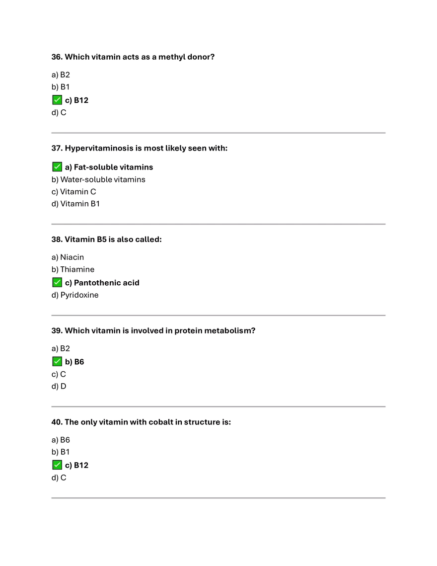 Vitamin Summary and MCQs - Page 3