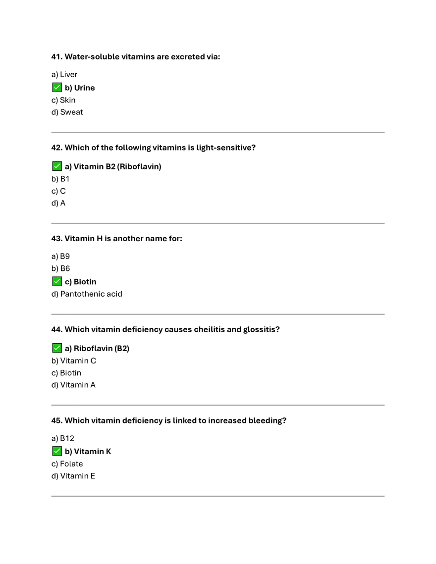 Vitamin Summary and MCQs - Page 4