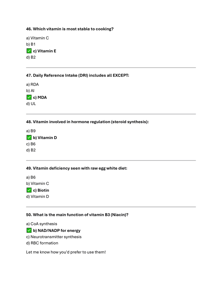 Vitamin Summary and MCQs - Page 5