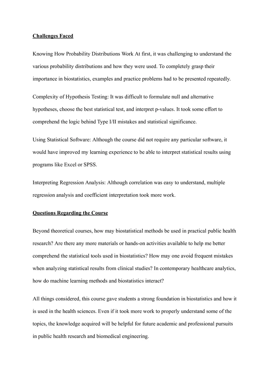 Unit 8: Biostatistics Course Reflection - Page 2