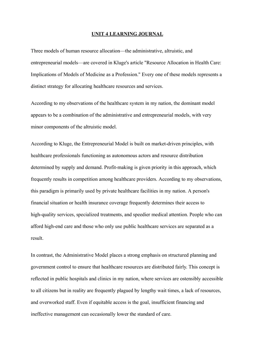 Balancing Healthcare Resource Allocation Models - Page 1