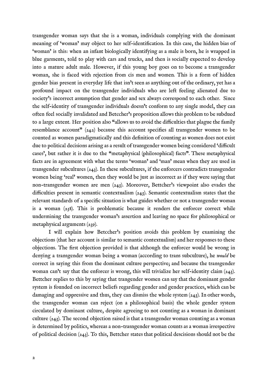 Gender Identity Bettcher's Multiple Meanings Position - Page 2