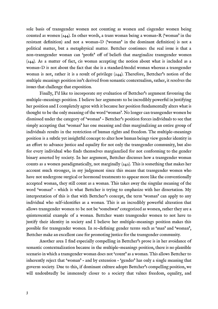 Gender Identity Bettcher's Multiple Meanings Position - Page 3