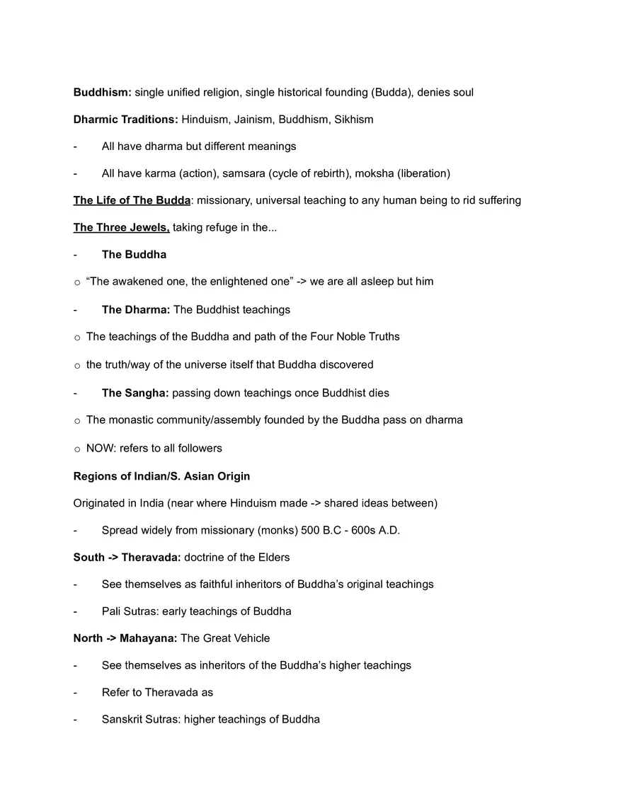 Unit 2, Lecture 1: Introduction to Buddhism and the Life of the Buddha - Page 1